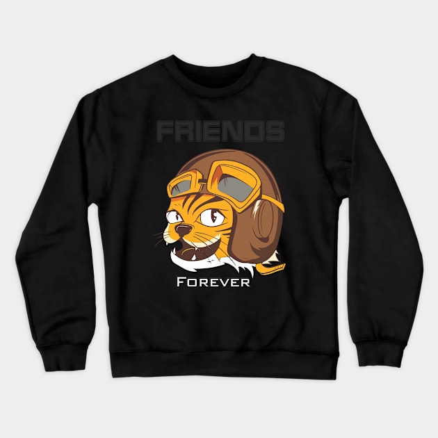 Tiger wearing vintage flying helmet's and goggles. Crewneck Sweatshirt by AJ techDesigns